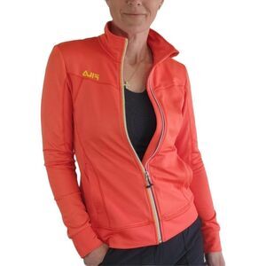 FILA Performance full zip Jacket Women’s Size Medium Orange Pockets Mock Neck